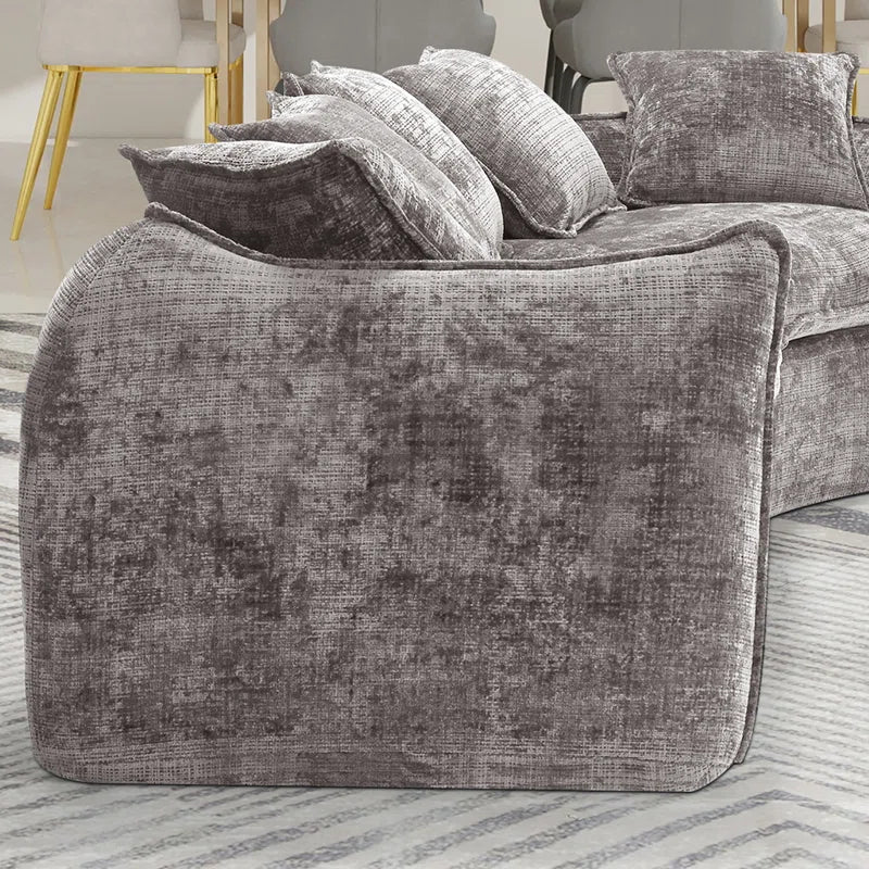 Assemblyc Free 126" Chenille 2-Piece Modular Curved Luxury Sofa Set with 5 Toss Pillows