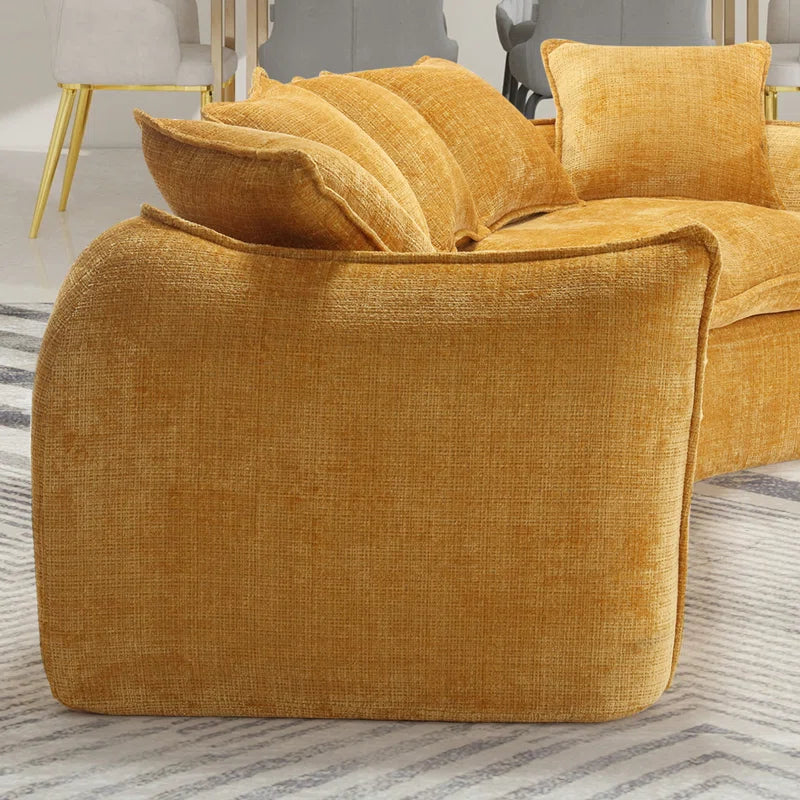 Assemblyc Free 126" Chenille 2-Piece Modular Curved Luxury Sofa Set with 5 Toss Pillows