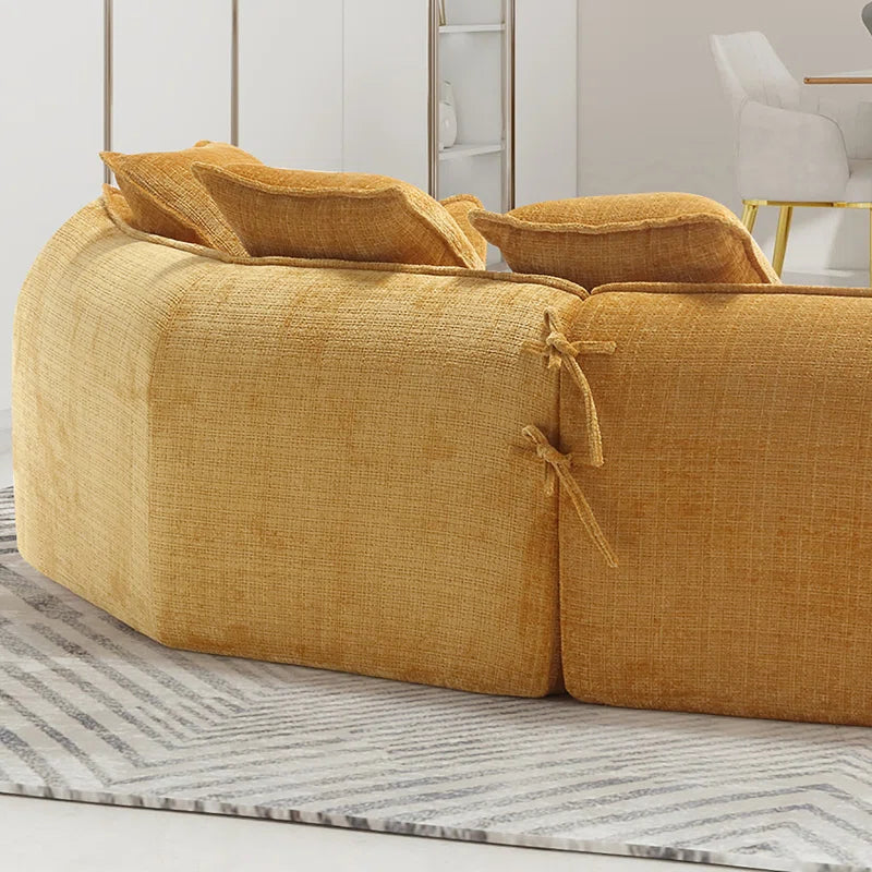 Assemblyc Free 126" Chenille 2-Piece Modular Curved Luxury Sofa Set with 5 Toss Pillows