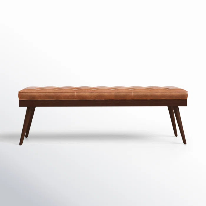 Lakshak Full-Grain Italian Genuine Leather Bench - Wooden Bazar