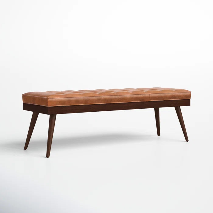 Lakshak Full-Grain Italian Genuine Leather Bench - Wooden Bazar