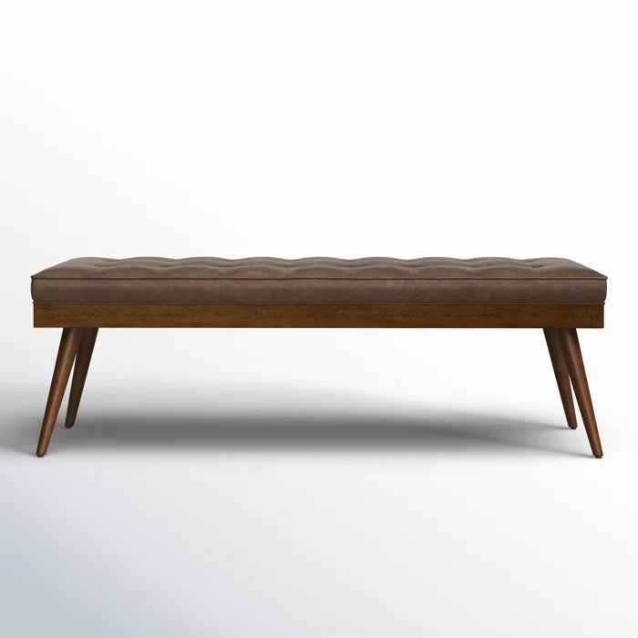 Lakshak Full-Grain Italian Genuine Leather Bench - Wooden Bazar