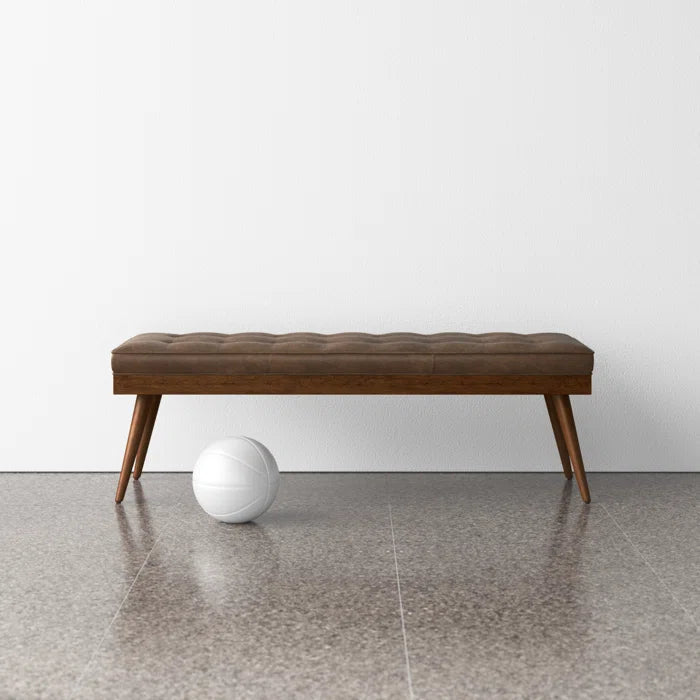 Lakshak Full-Grain Italian Genuine Leather Bench - Wooden Bazar