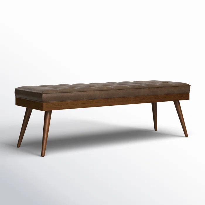 Lakshak Full-Grain Italian Genuine Leather Bench - Wooden Bazar