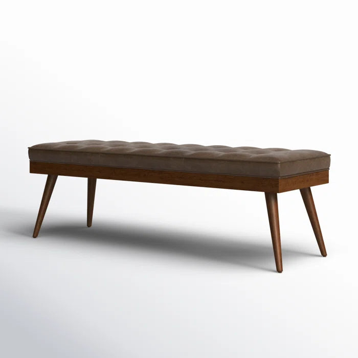 Lakshak Full-Grain Italian Genuine Leather Bench - Wooden Bazar