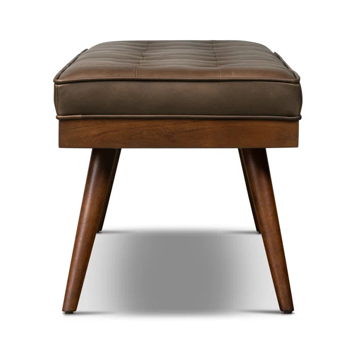 Lakshak Full-Grain Italian Genuine Leather Bench - Wooden Bazar