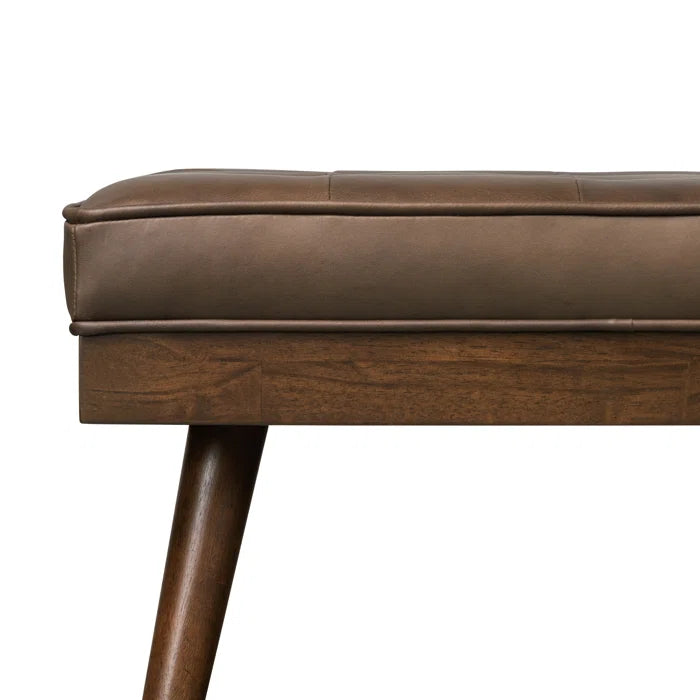Lakshak Full-Grain Italian Genuine Leather Bench - Wooden Bazar