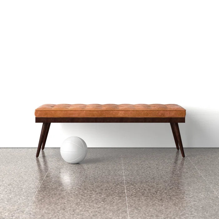 Lakshak Full-Grain Italian Genuine Leather Bench - Wooden Bazar