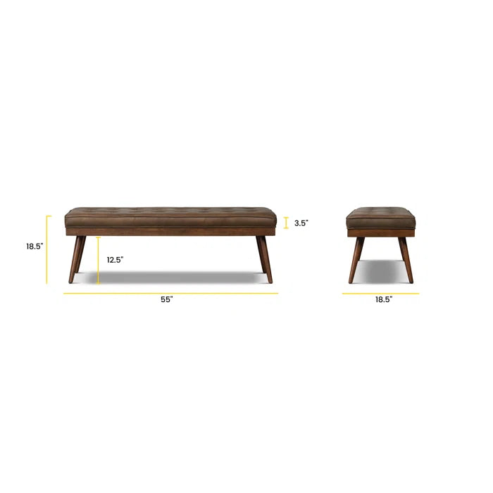 Lakshak Full-Grain Italian Genuine Leather Bench - Wooden Bazar