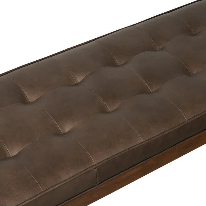 Lakshak Full-Grain Italian Genuine Leather Bench - Wooden Bazar