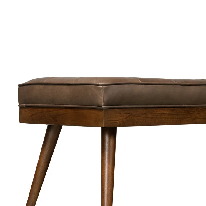 Lakshak Full-Grain Italian Genuine Leather Bench - Wooden Bazar