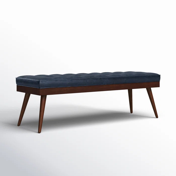 Lakshak Full-Grain Italian Genuine Leather Bench - Wooden Bazar