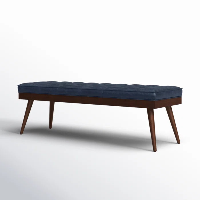 Lakshak Full-Grain Italian Genuine Leather Bench - Wooden Bazar