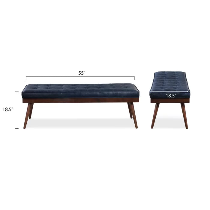 Lakshak Full-Grain Italian Genuine Leather Bench - Wooden Bazar