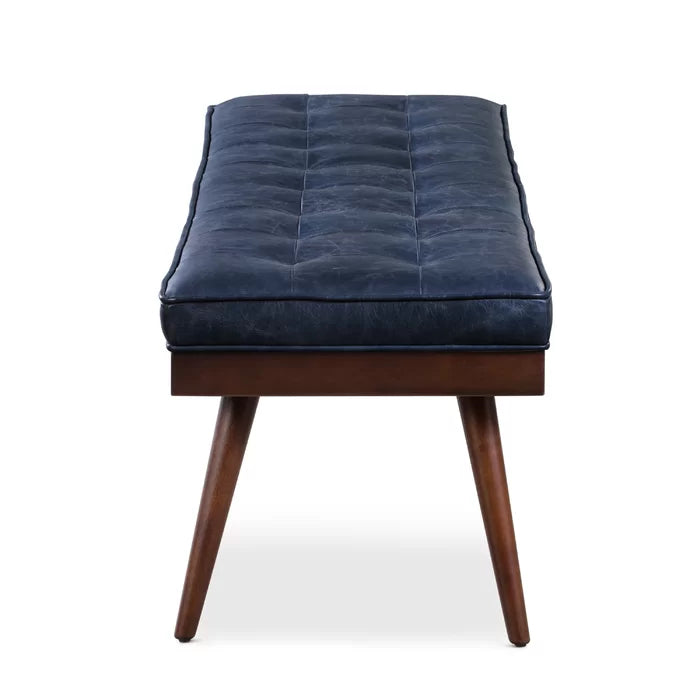 Lakshak Full-Grain Italian Genuine Leather Bench - Wooden Bazar