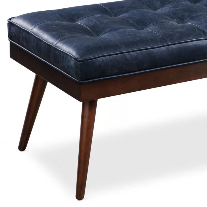 Lakshak Full-Grain Italian Genuine Leather Bench - Wooden Bazar