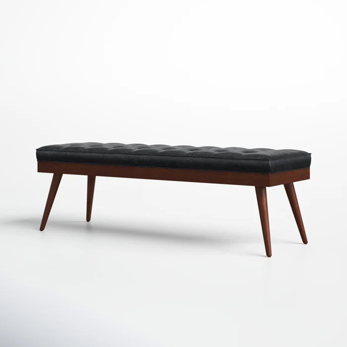 Lakshak Full-Grain Italian Genuine Leather Bench - Wooden Bazar