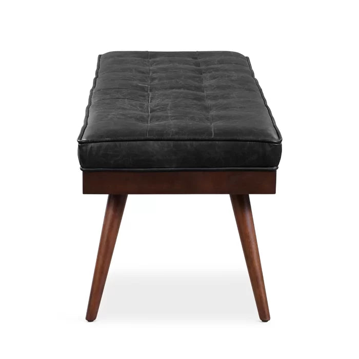 Lakshak Full-Grain Italian Genuine Leather Bench - Wooden Bazar