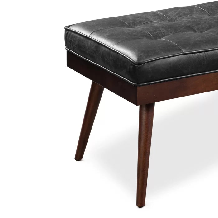 Lakshak Full-Grain Italian Genuine Leather Bench - Wooden Bazar