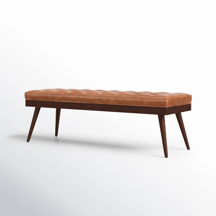 Lakshak Full-Grain Italian Genuine Leather Bench - Wooden Bazar