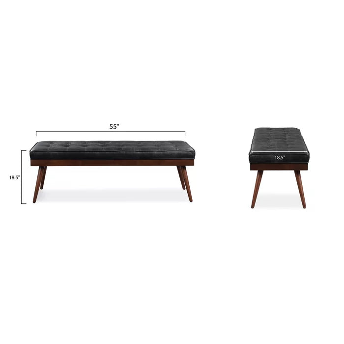 Lakshak Full-Grain Italian Genuine Leather Bench - Wooden Bazar