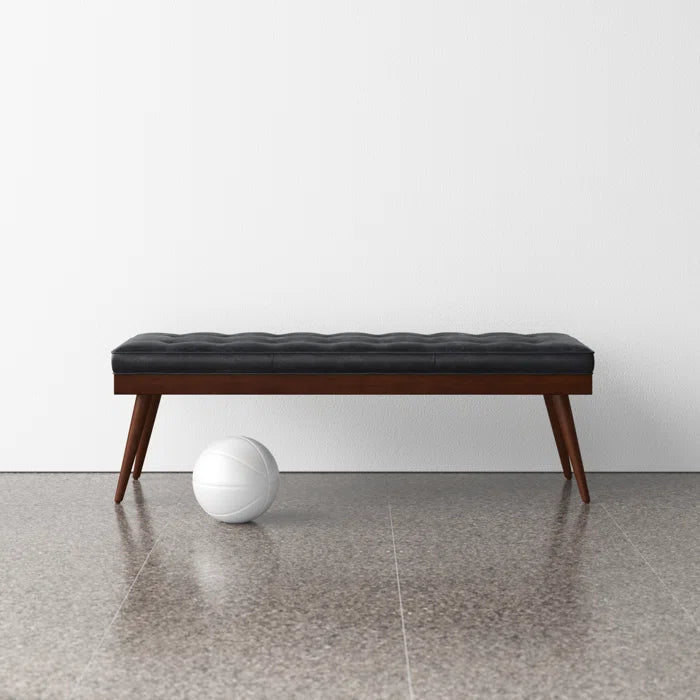 Lakshak Full-Grain Italian Genuine Leather Bench - Wooden Bazar