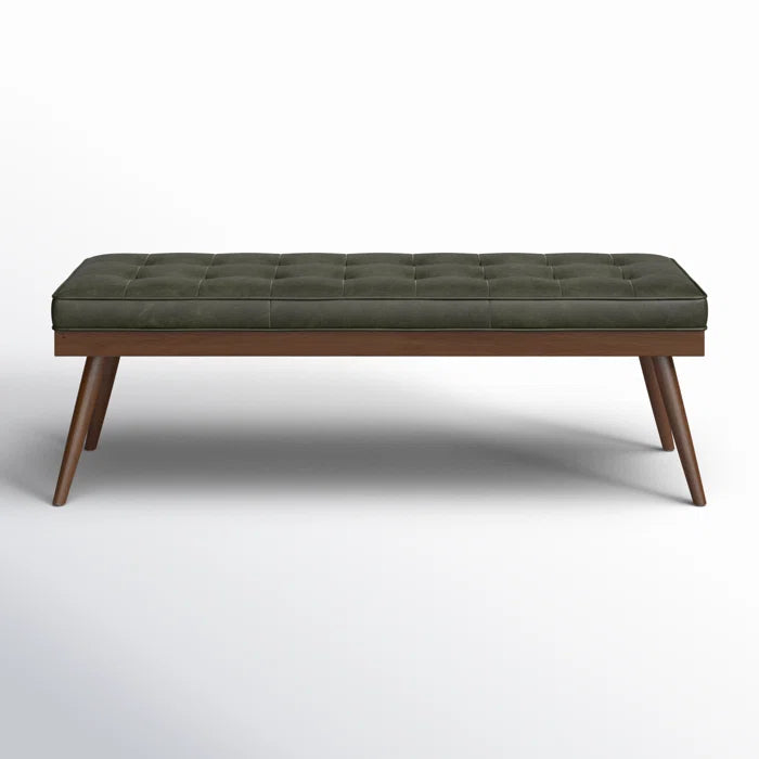 Lakshak Full-Grain Italian Genuine Leather Bench - Wooden Bazar