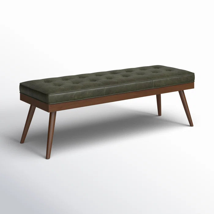 Lakshak Full-Grain Italian Genuine Leather Bench - Wooden Bazar