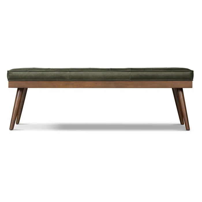 Lakshak Full-Grain Italian Genuine Leather Bench - Wooden Bazar
