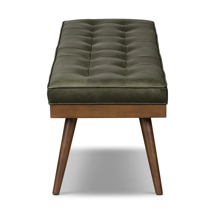 Lakshak Full-Grain Italian Genuine Leather Bench - Wooden Bazar