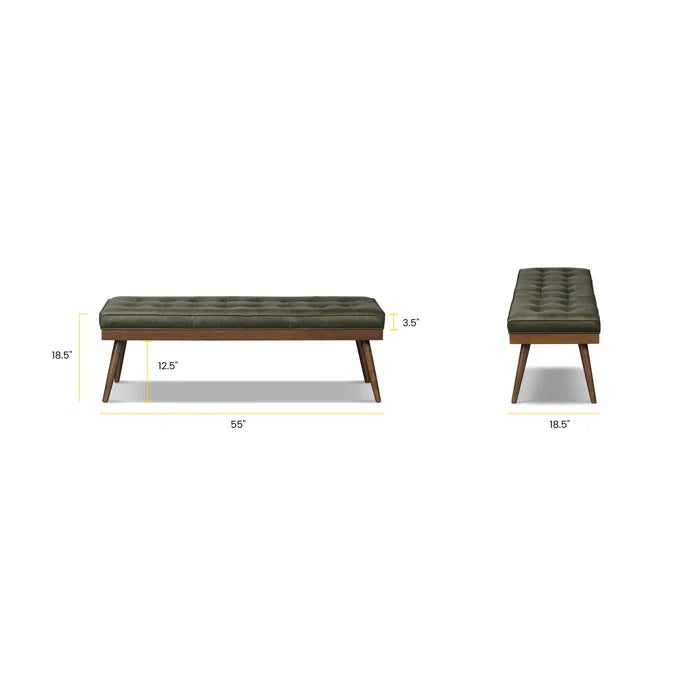 Lakshak Full-Grain Italian Genuine Leather Bench - Wooden Bazar