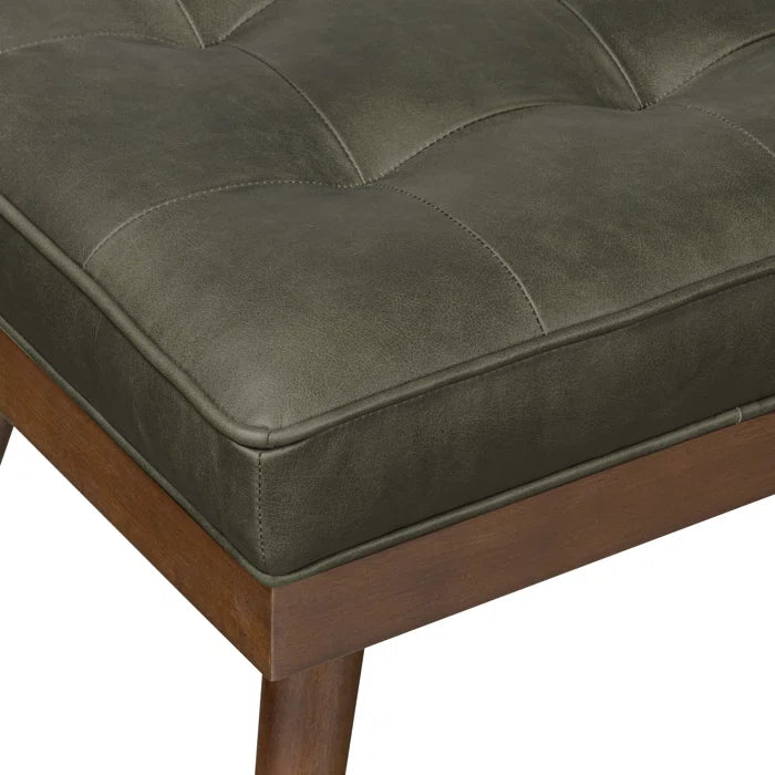 Lakshak Full-Grain Italian Genuine Leather Bench - Wooden Bazar