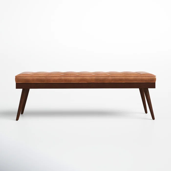 Lakshak Full-Grain Italian Genuine Leather Bench - Wooden Bazar