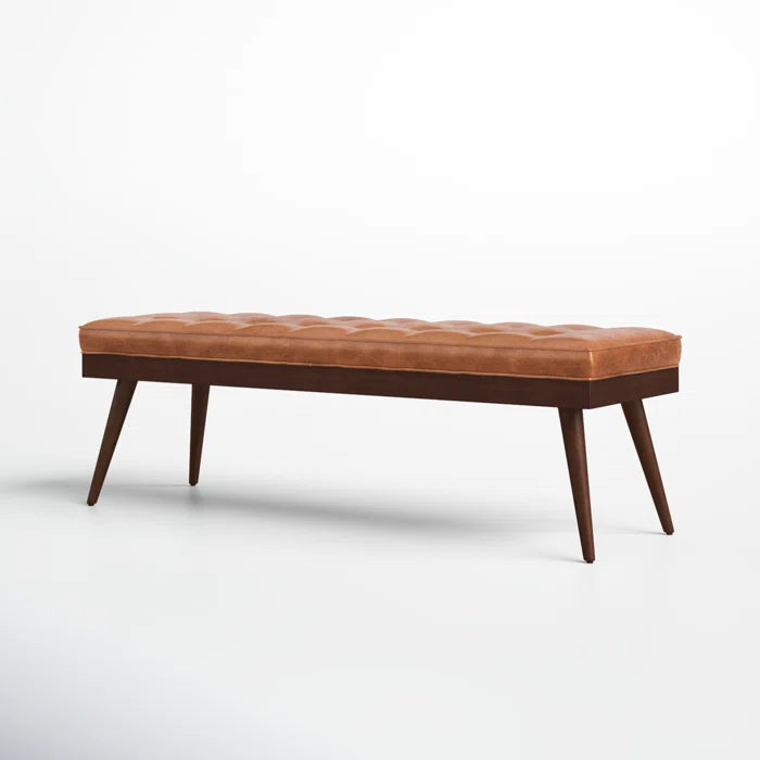 Lakshak Full-Grain Italian Genuine Leather Bench - Wooden Bazar