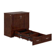 Murphy Bed Chest with 6" Mattress, Storage and Built-in Charger - Wooden Bazar