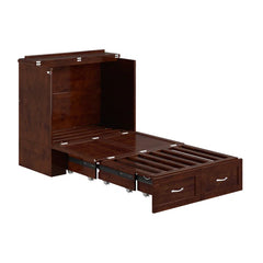 Murphy Bed Chest with 6" Mattress, Storage and Built-in Charger - Wooden Bazar