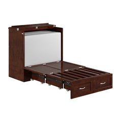 Murphy Bed Chest with 6" Mattress, Storage and Built-in Charger - Wooden Bazar