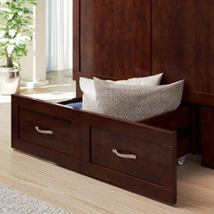 Murphy Bed Chest with 6" Mattress, Storage and Built-in Charger - Wooden Bazar