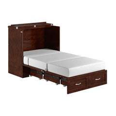 Murphy Bed Chest with 6" Mattress, Storage and Built-in Charger - Wooden Bazar