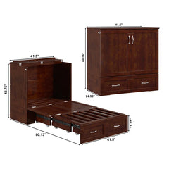 Murphy Bed Chest with 6" Mattress, Storage and Built-in Charger - Wooden Bazar