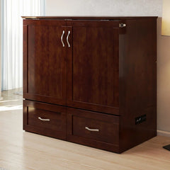 Murphy Bed Chest with 6" Mattress, Storage and Built-in Charger - Wooden Bazar