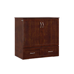 Murphy Bed Chest with 6" Mattress, Storage and Built-in Charger - Wooden Bazar