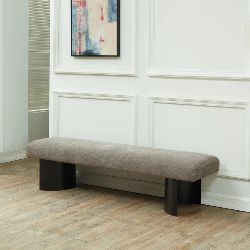 Cycloon Linen Upholstered Bench - Wooden Bazar