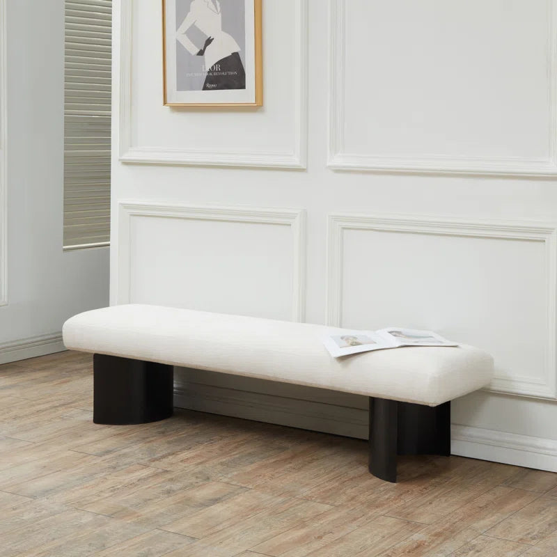 Cycloon Linen Upholstered Bench - Wooden Bazar