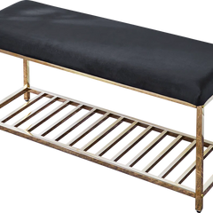 Icester Luxury Velvet Upholstered Bench with Gold Metal Frame