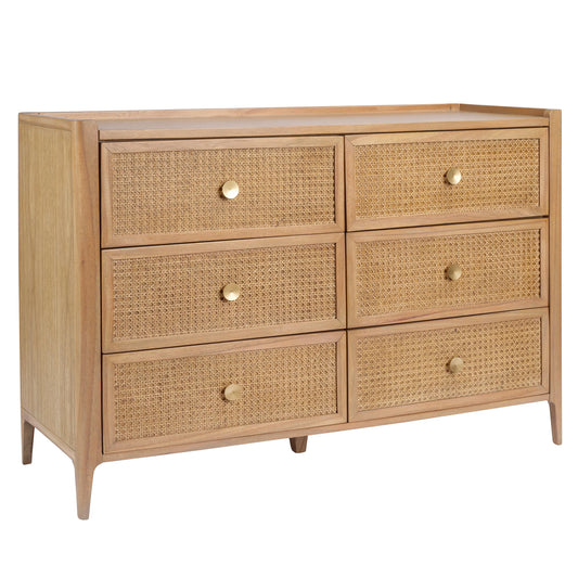 Karyn Solid Wood Bali 6 Drawer Wide Chest of Drawer - Wooden Bazar