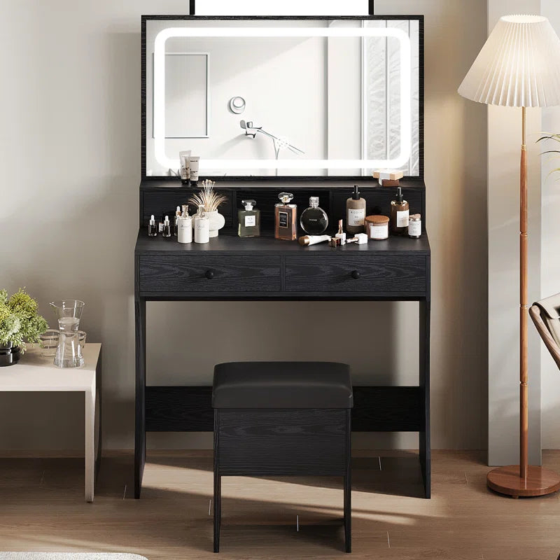 Deskron Makeup Vanity with LED Lighted Mirror with Stool