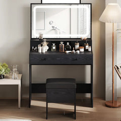 Deskron Makeup Vanity with LED Lighted Mirror with Stool