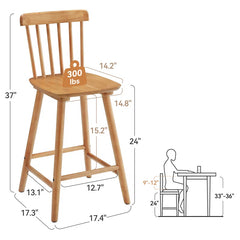 Baggetto Swivel Solid Wood Counter and bar Stool