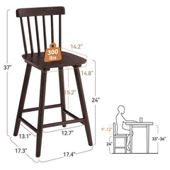 Baggetto Swivel Solid Wood Counter and bar Stool